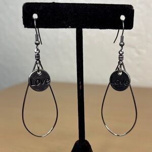 Chic Silver Love Hoop Earrings